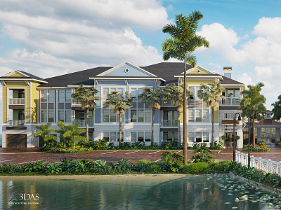 Resort Lake Condos (Left Side) 3d architecture condos exterior florida rendering