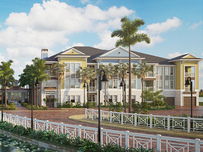 Resort Lake Condos (Right Side) 3d architecture condos florida rendering