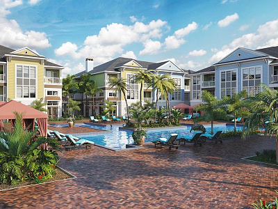 Resort Pool in Southwest Florida 3d architecture florida pool rendering resort visualization