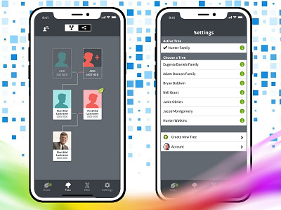 Iphone X app - Tree - Settings ancestry app iphone x settings tree ui design user experience ux