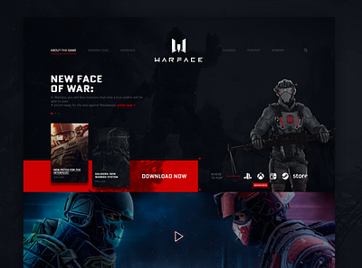 Warface 2020 – redesign part. 1 dashboard ui design game homepage design interface interfacedesign layout redesign ui ui game war warface warrior web design website