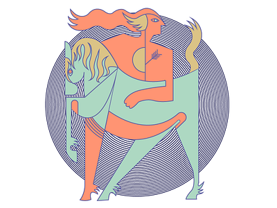 Valkyrie character design flat graphic horse illustration mythology spiral