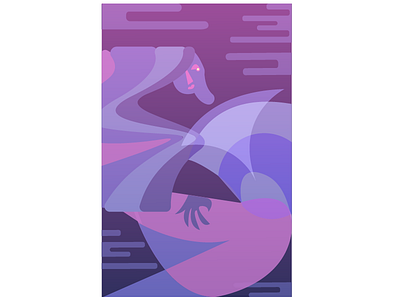 Purple Haze abstract design flat illustration mood pink purple woman