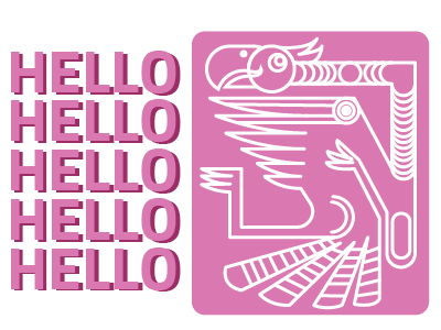 Hello Dribbble! abstract bird design flat illustration pink