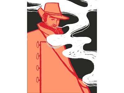 Arthur Morgan cowboy design flat illustration line linework smoke