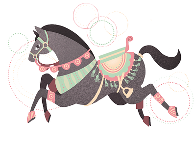 Jumping horse animal design flat graphic gray horse illustration noise pony saddle texture
