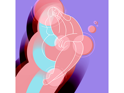 Float design graphic illustration line outline pink purple woman