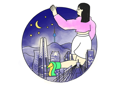 Seoul - Sister Cities city design flat graphic illustration procreate procreate app seoul urban