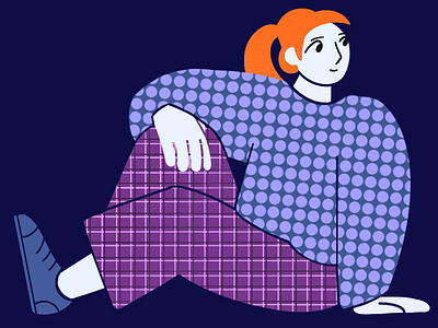 Don’t mix stripes and polka dots blue design flat girl graphic illustration procreate product purple texture