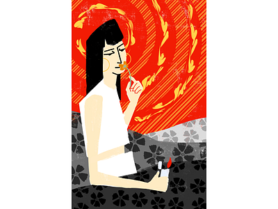 Burn the Superbloom concept design flat girl graphic gray illustration instagram procreate red texture