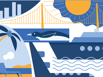 Travel Postcard blue branding design flat graphic illustration line minimalism modern vector