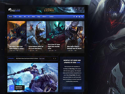 Game blog and shop carousel console dark esport game layout shop ui ux video wordpress xtra
