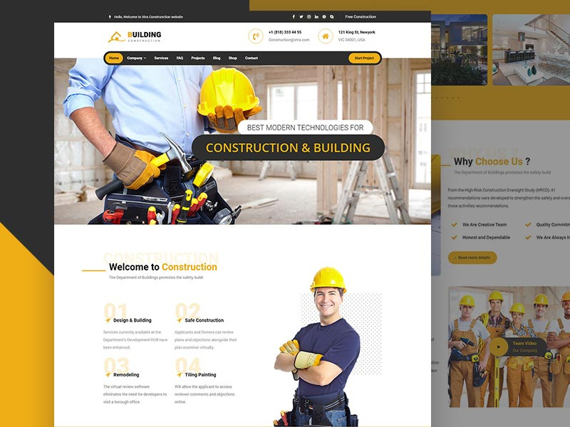 Building construction buildings company builder business construction light layout ux ui wordpress xtra building