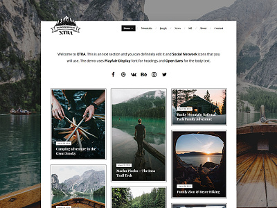 Camping adventures personal blog adventures blog camp camping design layout personal theme ui ux web