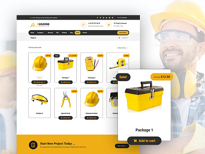 Tools shop website builder building buildings business company construction light shop ui ux wordpress xtra