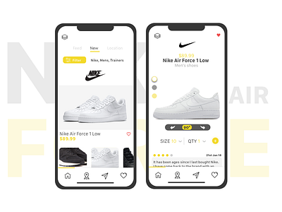 Shopping app - Nike Air Force android app favourite icon ios iphone iphonex logo nike retail ui ux