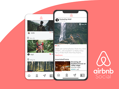 Airbnb airbnb app concept feed home iphone location login post profile social
