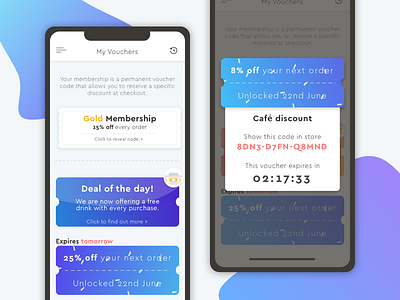 Loyalty app - Coupons app coupons customer gradient interface ios iphone login loyalty ui ux vouchers