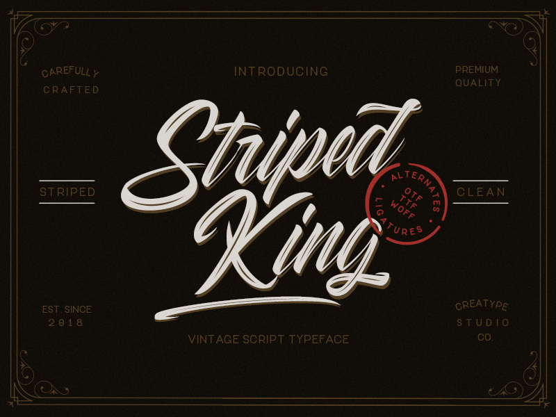 Striped King Vintage Script retro stylist vintage ligature handmade swashes logo handlettering urban handwritten branding