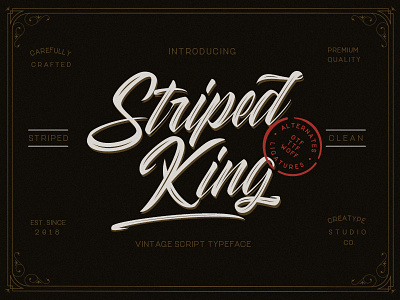 Striped King Vintage Script branding handlettering handmade handwritten ligature logo retro stylist swashes urban vintage