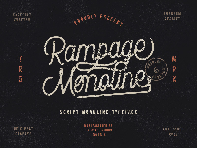 Rampage Monoline Script swashes elegant ligature handlettering stylish script handwriting casual branding logo handwritten
