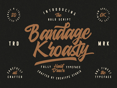 Bandage Kroasty Script branding brush casual elegant fashion handwriting handwritten logo natural retro script signature stylish typography vintage