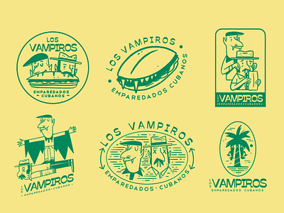 Los Vampiros badge cuban illustration logo marks sandwich shop vintage