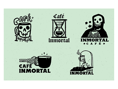 Café Inmortal - logos and marks badges branding coffee day of the dead etc grim reaper logos marks