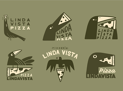 linda vista pizza badges branding character design illustration logo logos marks mexico pizza