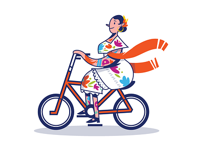 Hipil bicycle bike character design folk hipil hipster huipil merida mexican tradition yucatan