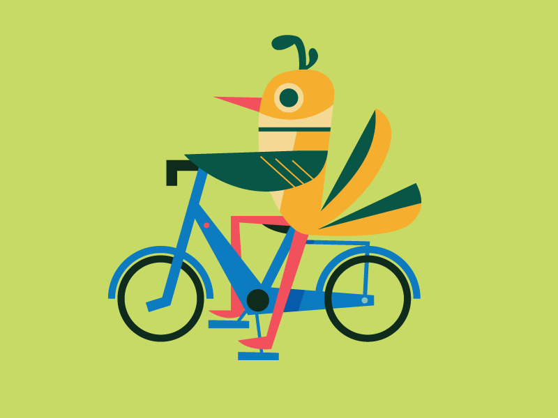 bike bird no. 2 character design geometric organic mexico illustration design bird bicycle bike