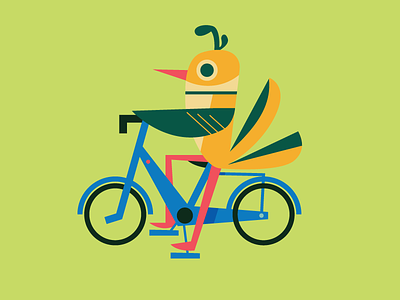bike bird no. 2 bicycle bike bird character design design geometric illustration mexico organic