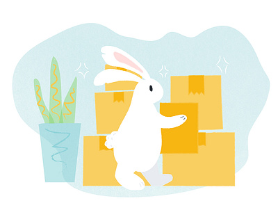 Moving Season boxes design illustration moving rabbit