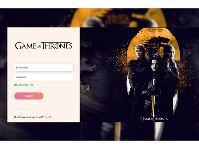 Game Of Thrones Web Ui design login simple ui design webpage website wen design