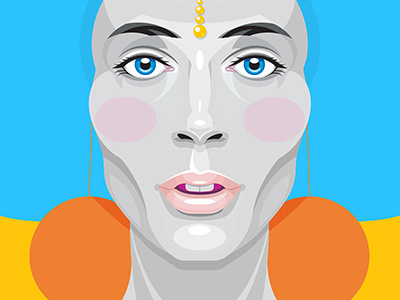 Portrait face girl illustration lady vector