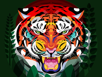 Tiger face illustration jungle tiger vector