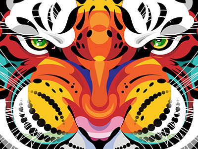 Tiger face illustration jungle tiger vector zoom