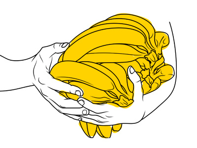 Banana banana graphic hands vector yellow