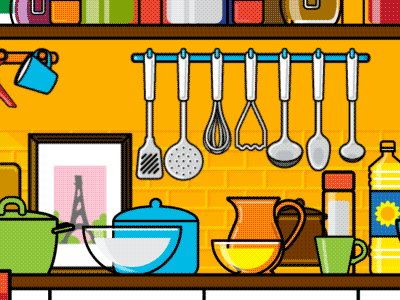 Kitchen. Fragment 2d after effects animation gif interior kitchen kitchenware tools vector