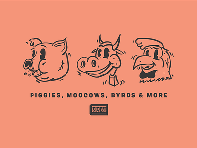 Piggies, Moocows, Byrds, & More. branding illustration typography