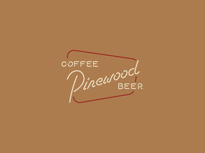 Pinewood Coffee + Beer branding hand drawn illustration logo neon typography vintage