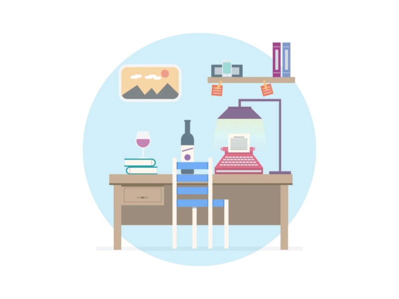 Copywriter Workspace 2d animation copywriter flat icon illustration motion workspace