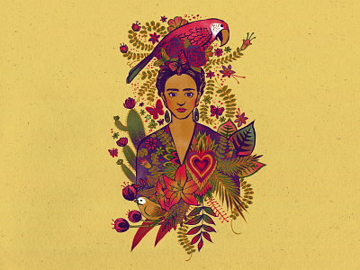 Frida artist botanical female femme flower folk art frida kahlo hand drawing line drawing mexican mexico portrait tropical