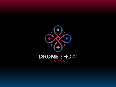 Drone Show Japan brand identity drone drone logo futuristic geometic gradient illuminate logo design neon sign