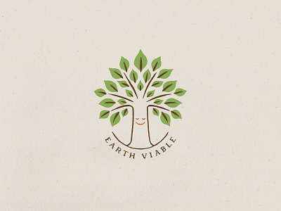 Earth Viable advertising brand identity branding earthy eco global warming green hand drawn hand lettering hand type logo logo design smiley sustainability tree