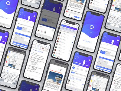 Magicall app 2018 app calendar ios iphonex iphonexs meeting message mobile app options schedule share slide menu team typing ui ux design