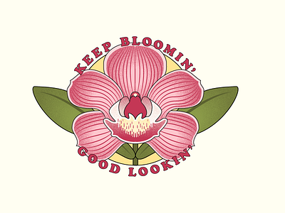 Keep Bloomin' Good Lookin' adobe badge cooper design flower graphic illustrator orchid