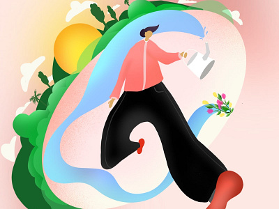 Life is growing birds boy colors digital illustration digitalart dribbble dribbble best shot dribbleartist illustration procreate