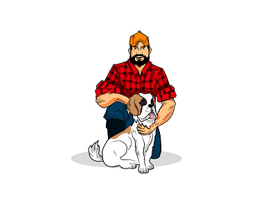 Farmguy cartoon dog illustration drawing farm logo illusrtation logo