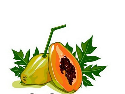 Papaya drawing fruit juice logo papaya